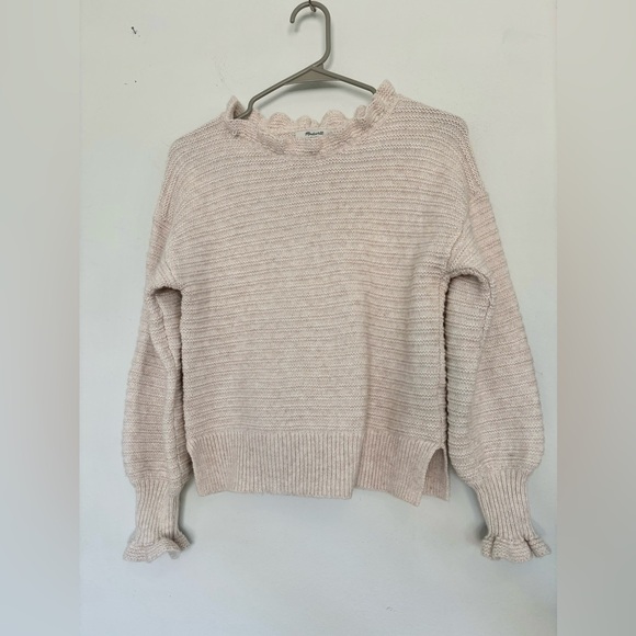 Madewell Sweaters - Madewell wool blend cream scalloped sweater Sz Small